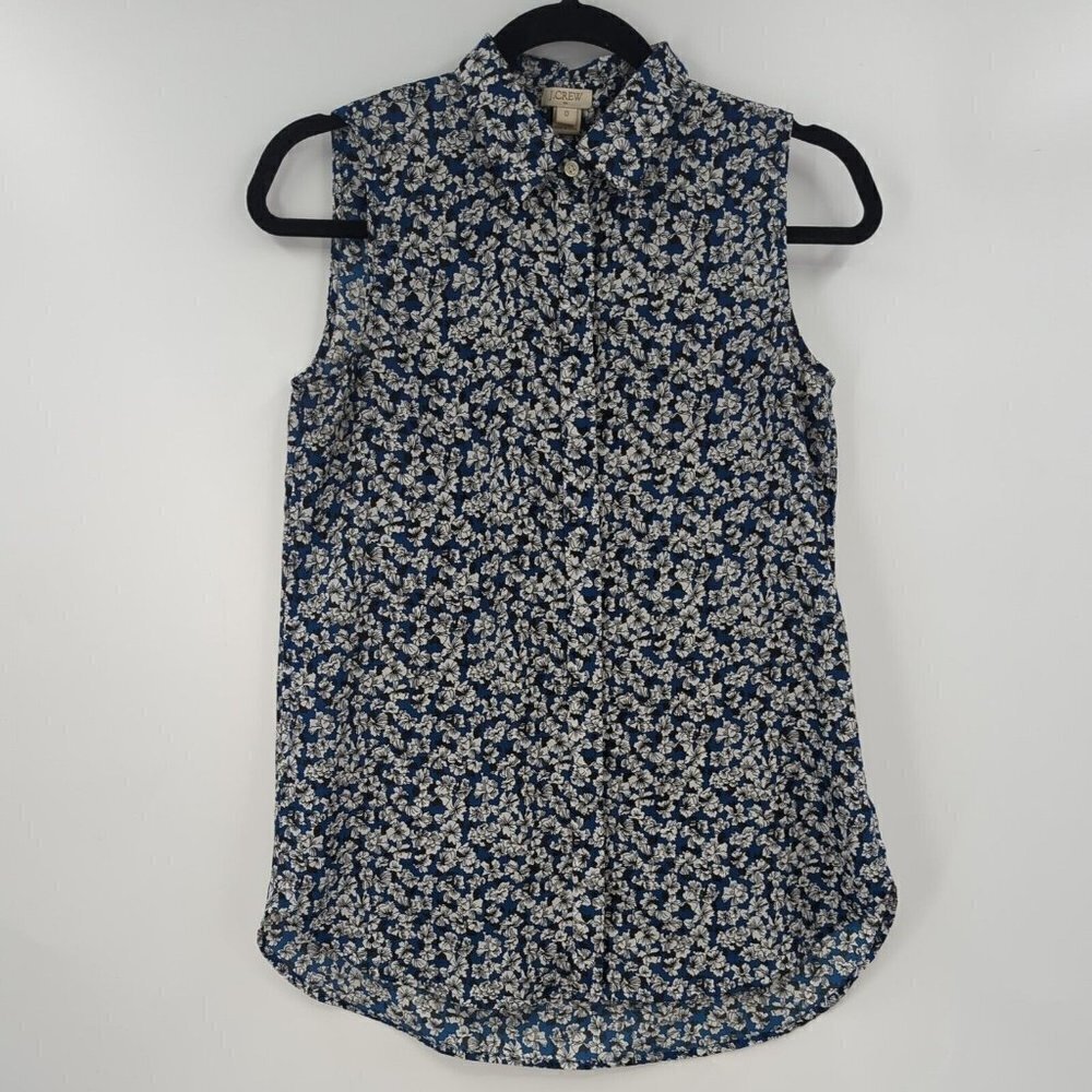 J.CREW Factory  Floral Sleeveless Button Down Shirt